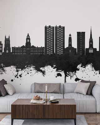 Stockport England Skyline Black & White Wallpaper