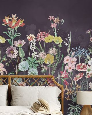 Summer Meadow Dark Floral Wallpaper