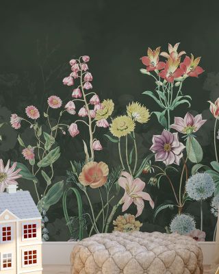 Summer Meadow in Green Floral Wallpaper