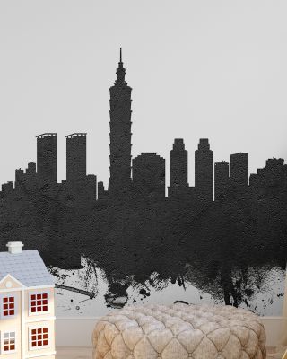 Taipei Taiwan Skyline Black & White Wallpaper