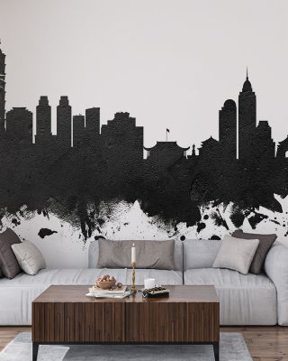 Taipei Taiwan Skyline Black & White Wallpaper