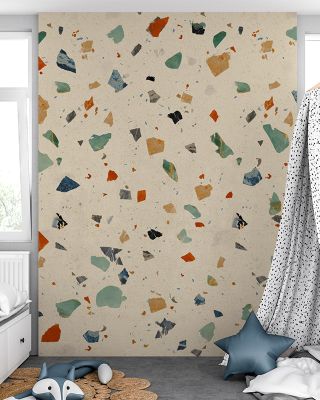 Terrazzo Multi, Cream Geometric Wallpaper