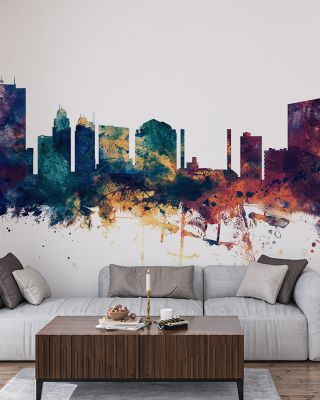 Toledo Ohio Skyline Blue & Bronze Wallpaper