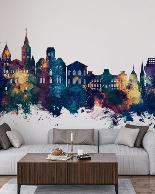 Trier Germany Skyline Blue & Bronze Wallpaper