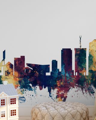 Tucson Arizona Skyline Blue & Bronze Wallpaper