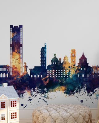 Turin Italy Blue & Bronze Skyline Wallpaper