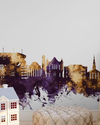 Tuscaloosa Alabama Skyline Purple & Gold Wallpaper