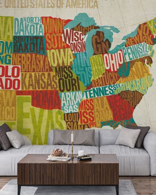 USA Modern Map Wallpaper