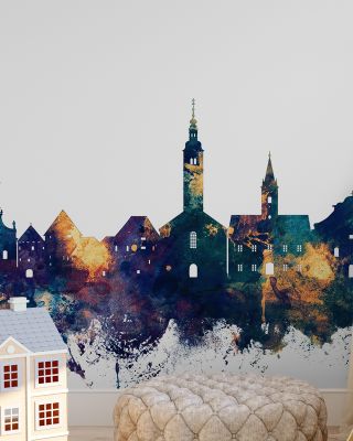 Varaždin Croatia Skyline Blue & Bronze Wallpaper
