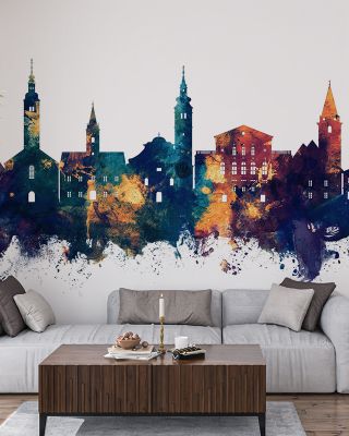 Varaždin Croatia Skyline Blue & Bronze Wallpaper