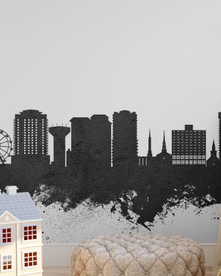 Virginia Beach Skyline Black & White Wallpaper
