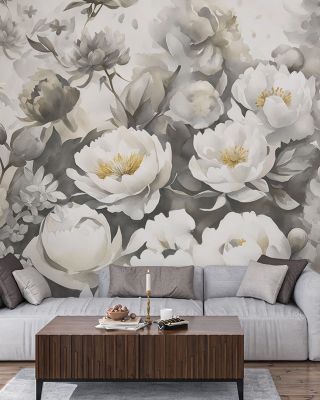 Watercolor Peonies Fall Floral Wallpaper