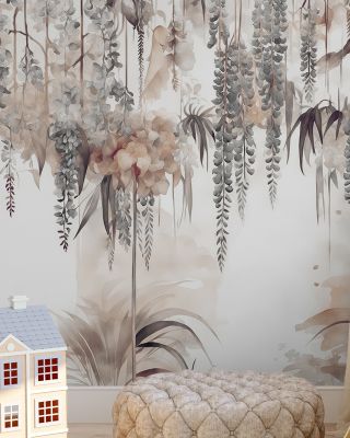 Wisteria Garden Warm Floral Wallpaper