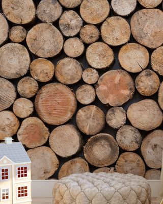 Wooden Logs Rustic Wallpaper