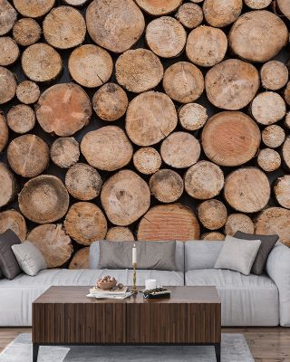 Wooden Logs Rustic Wallpaper