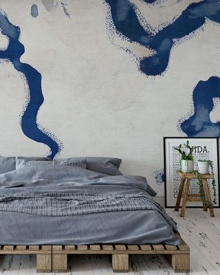 Abstract River Marks Ocean Blue Wallpaper
