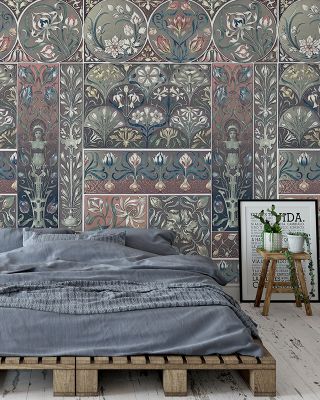 Art Deco Floral Wall Vintage Wallpaper