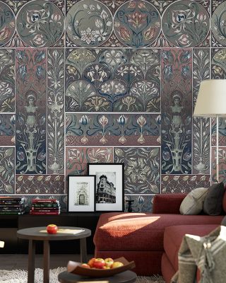 Art Deco Floral Wall Vintage Wallpaper
