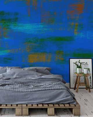 Close Up Blue Brush Strokes Abstract Wallpaper