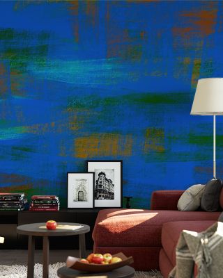 Close Up Blue Brush Strokes Abstract Wallpaper