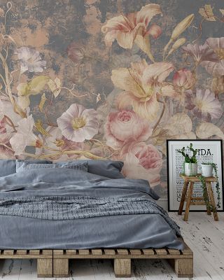 Floral Grunge Singing Artistic Wallpaper
