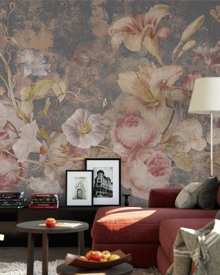 Floral Grunge Singing Artistic Wallpaper