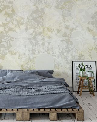Flower Silhouette Yellow Bold Floral Wallpaper