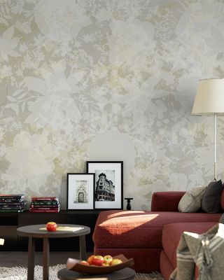 Flower Silhouette Yellow Bold Floral Wallpaper