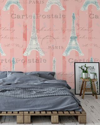 Greetings from Paris Red Chic Wallpaper