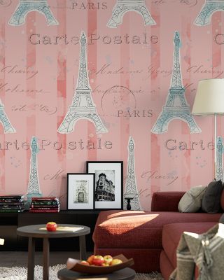 Greetings from Paris Red Chic Wallpaper