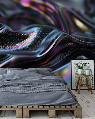 Holographic Fabric Futuristic Wallpaper