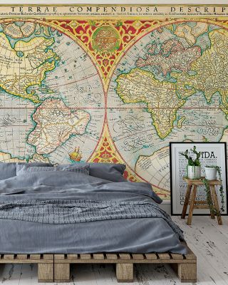 Orbis Terrae 1637 Vintage Map Wallpaper Mural