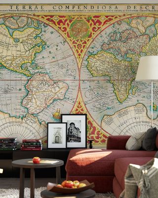 Orbis Terrae 1637 Vintage Map Wallpaper Mural
