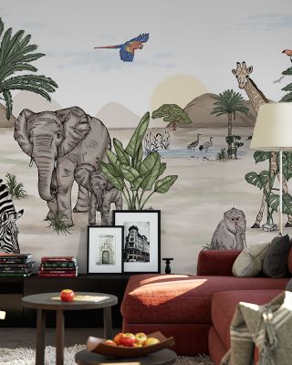 Safari Retreat Exotic Animal Wallpaper