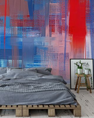 Sense Of The City Blue And Red Urban Wallpaper