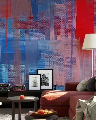 Sense Of The City Blue And Red Urban Wallpaper