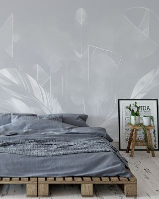 Solid Feather Geometry Gray Minimalist Wallpaper