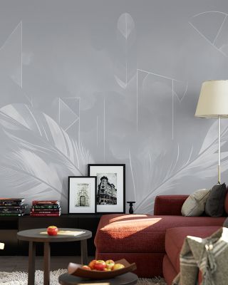 Solid Feather Geometry Gray Minimalist Wallpaper