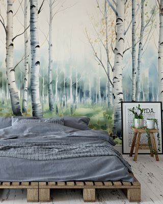 Summer Birch Woodland Forest Wallpaper