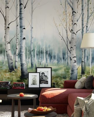 Summer Birch Woodland Forest Wallpaper