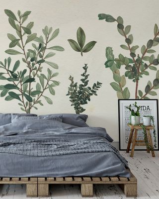 Vintage Stems Retro Floral Wallpaper