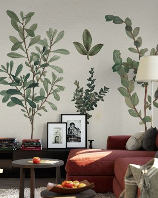Vintage Stems Retro Floral Wallpaper