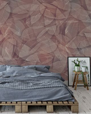 Acid Leaves Wallpaper Mural in Brown