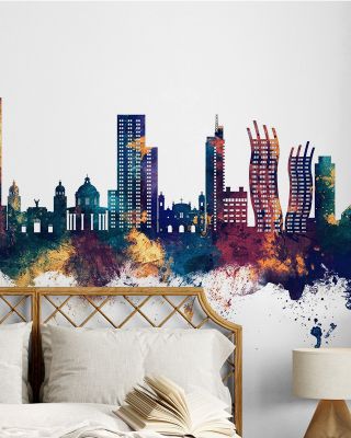 Asunción Paraguay Skyline Blue & Bronze Wallpaper Mural
