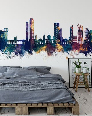 Asunción Paraguay Skyline Blue & Bronze Wallpaper Mural