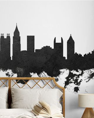 Atlanta Georgia Skyline Black & White Wallpaper Mural