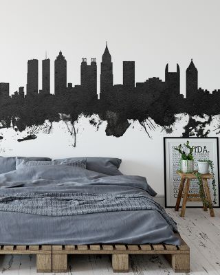 Atlanta Georgia Skyline Black & White Wallpaper Mural