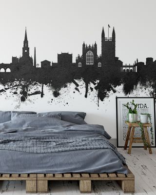 Bath England Skyline Black & White Wallpaper Mural