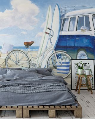 Beach Time Baskets Wallpaper Mural