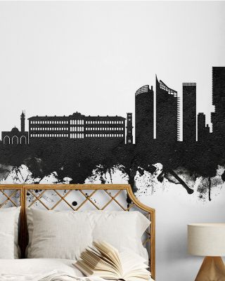 Beirut Lebanon Skyline Black & White Wallpaper Mural